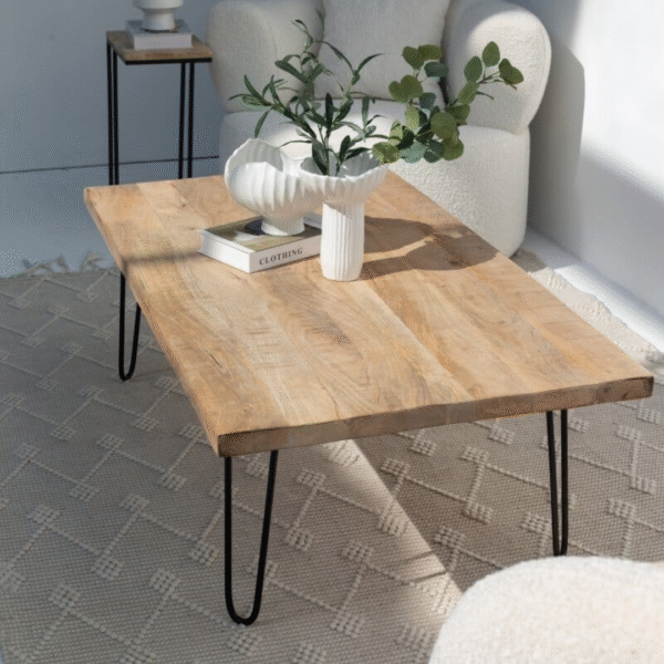 Ritzha Mango Wood Coffee Table Rode Legs