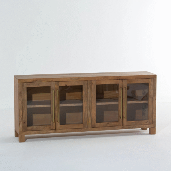 Ritzha Lunaria Wooden Display Sideboard | Rattan Sideboard For Living Room