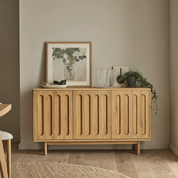 Ritzha Belgrave Large Sideboard In Oak Wood Natural Finish