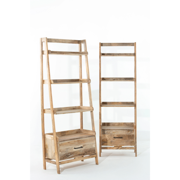 Ritzha Bronwen Wooden Ladder Shelf In Natural Finish