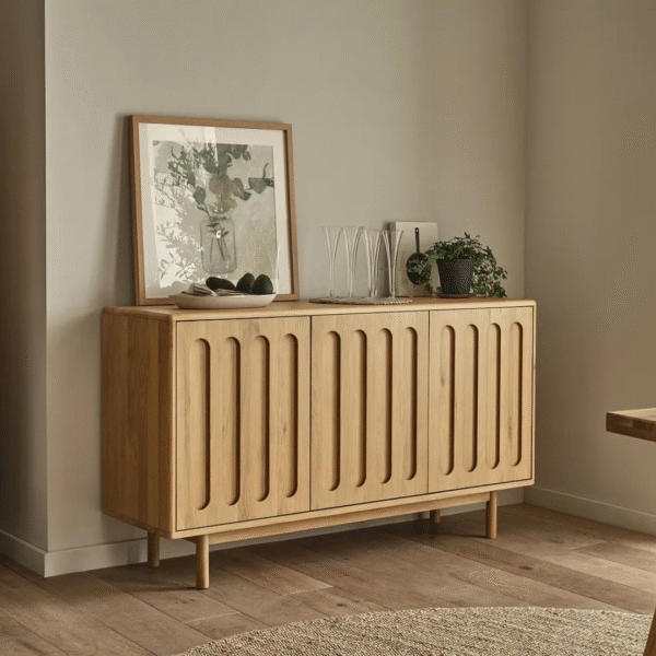 Ritzha Belgrave Large Sideboard In Oak Wood Natural Finish