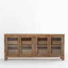 Ritzha Lunaria Wooden Display Sideboard Rattan Sideboard For Living Room