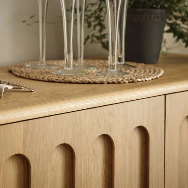 Ritzha Belgrave Large Sideboard In Oak Wood Natural Finish