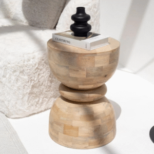 Ritzha Weaver Hourglass Shaped  Wood Side Table