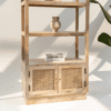 Ritzha Oslo Wooden Bookcase | Wooden Rattan Bookshelf