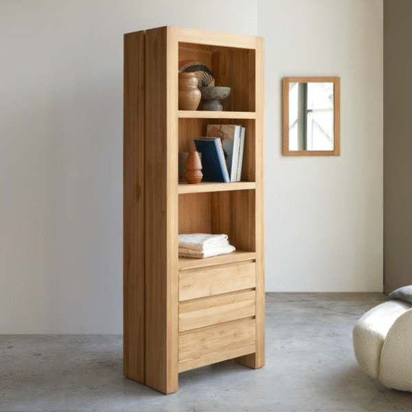 Ritzha Solid Wooden Eden Bookcase In Natural Finish