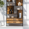 Ritzha Irida Shelf Unit with Two Drawers | Wooden Bookshelf + Iron