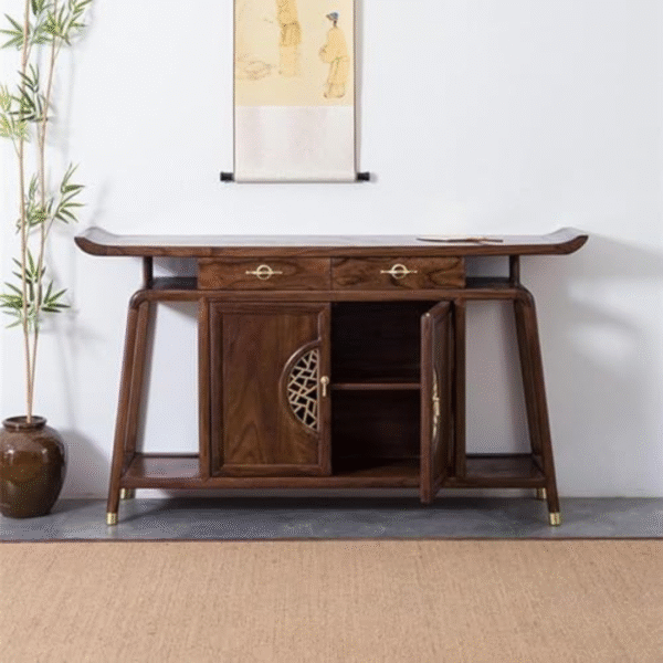 Ritzha Wooden Console Table with Metal Handle Zen Decoration Console Table for Entrance Porch