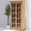 Ritzha Lisette Wooden Display Shelf | Wooden Bookshelf With Glass Natural Finish