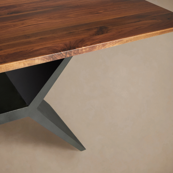 Ritzha Jacob Dining Table In Teak Wood with Vertex Iron Base