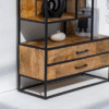 Ritzha Irida Shelf Unit with Two Drawers | Wooden Bookshelf + Iron