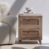 Ritzha Hana Two Drawer Rattan Side Table | Wooden Sidetables Online in India