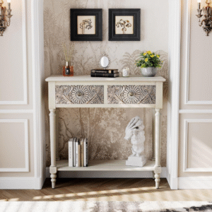 Ritzha COSIEST Console Table In Gray White Finish