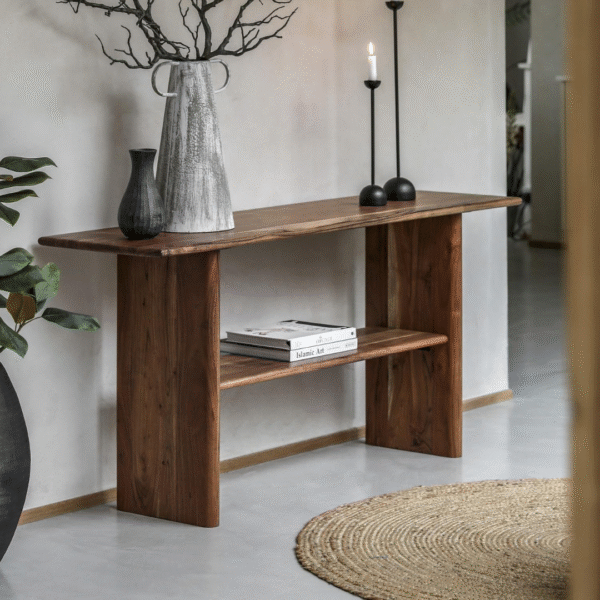 Ritzha Wooden Console Table in Sheesham Wood | Honey Finish