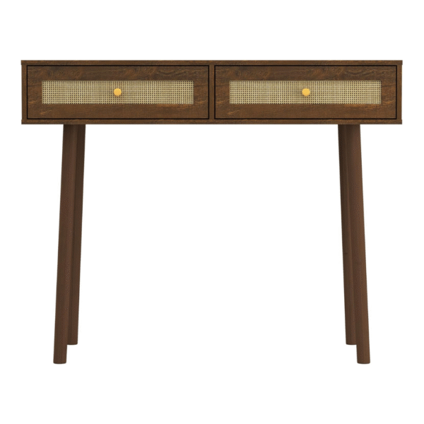 Ritzha Loft & Luv Remy Boho Mid-Century Console Entryway Table with Natural Rattan with Storage Drawer and Open Shelf
