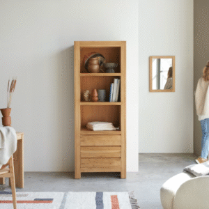 Ritzha Solid Wooden Eden Bookcase In Natural Finish