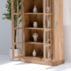 Ritzha Lisette Wooden Display Shelf | Wooden Bookshelf With Glass Natural Finish