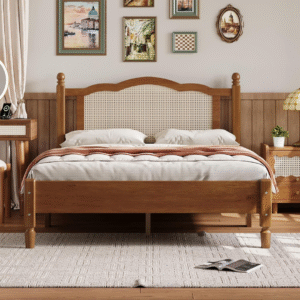 Ritzha Wooden Cane Beds With Classic Style