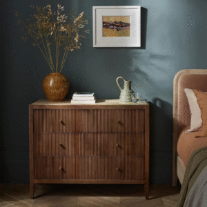 Ritzha Mirabelle Travertine Chest of Drawers In Teak Wood