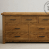 Ritzha Harrogate Rustic Solid Oak Wide Chest Of Drawers