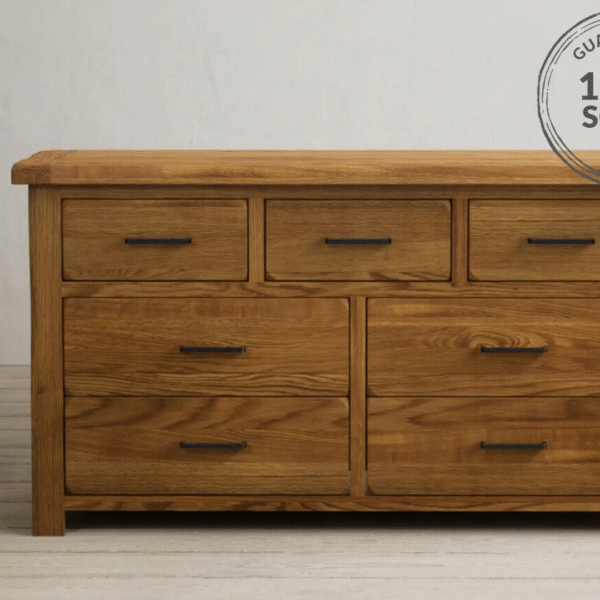 Ritzha Harrogate Rustic Solid Oak Wide Chest Of Drawers