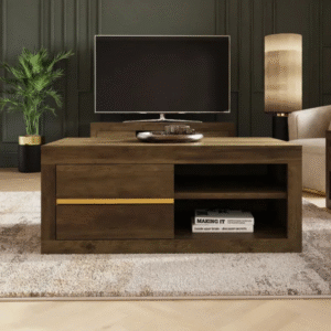 Ritzha Astley Coffee Table In Teak Wood In Dark Honey Finish