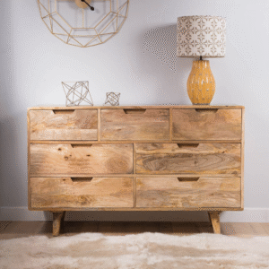 Ritzha Oslo Light Teak Wood Large Chest of Drawers