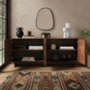 Ritzha Inga Large Sideboard In Oak Wood In Dark Honey Finish