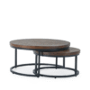 Ritzha Detroit Oak Wooden Coffee Table Set of 2 With Metal legs