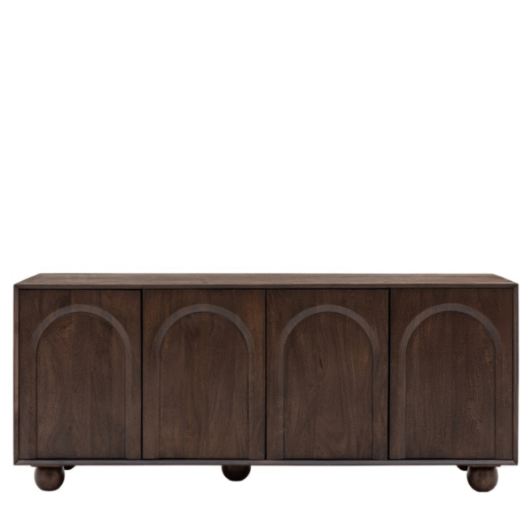 Ritzha Wooden Large Sideboard With Ball Feet In Walnut Finish