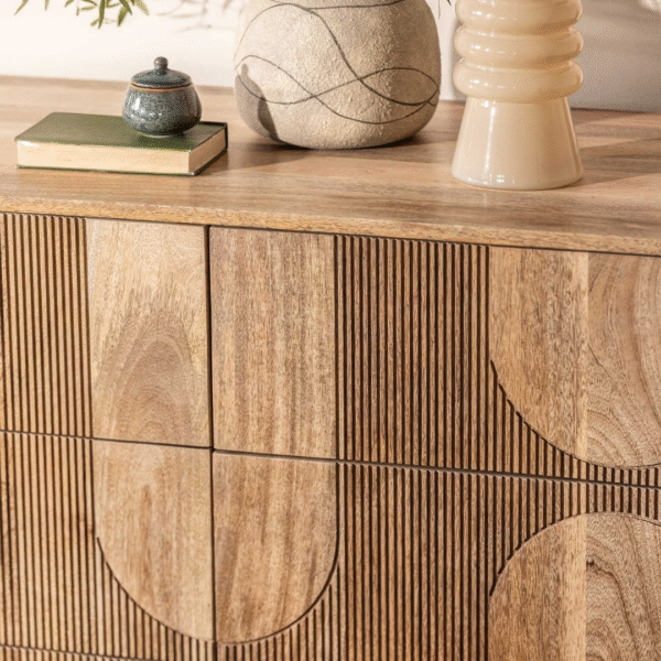 Ritzha Zuberi Natural Teak Wood 6 Drawer Chest of Drawers
