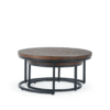 Ritzha Detroit Oak Wooden Coffee Table Set of 2 With Metal legs