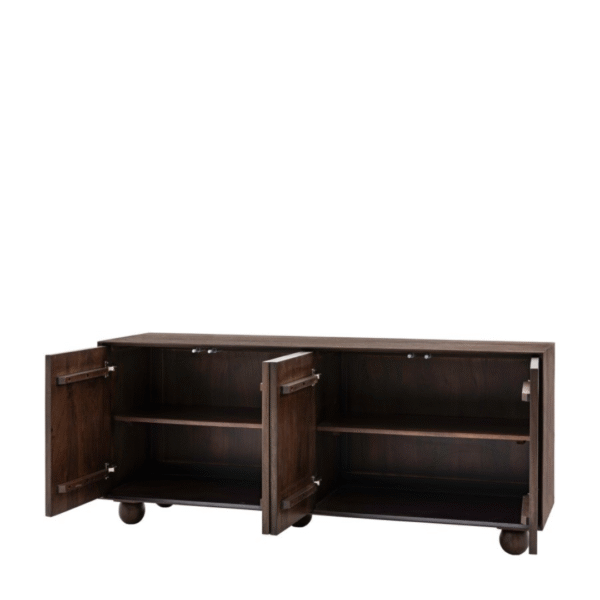 Ritzha Wooden Large Sideboard With Ball Feet In Walnut Finish