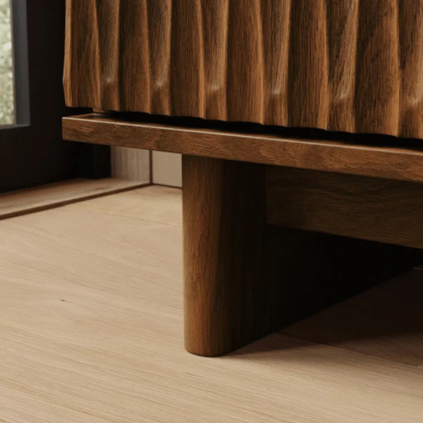 Ritzha Inga Large Sideboard In Oak Wood In Dark Honey Finish