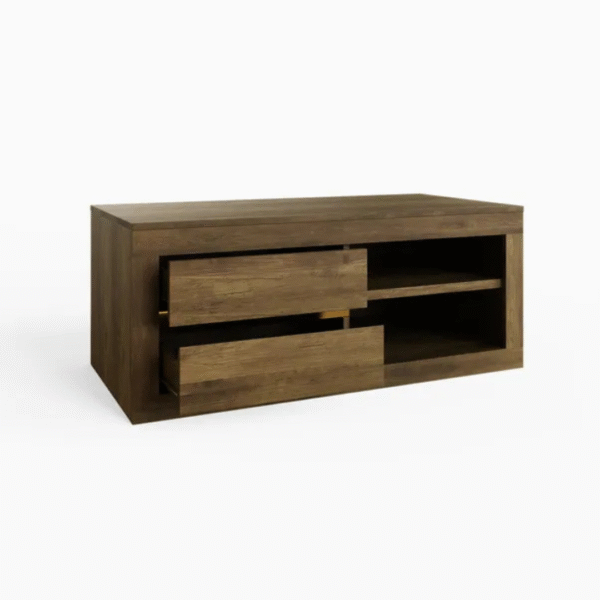 Ritzha Astley Coffee Table In Teak Wood In Dark Honey Finish