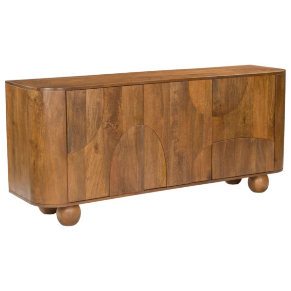 Ritzha Large Teak Wood Sideboard with Ball Feet - Ivan