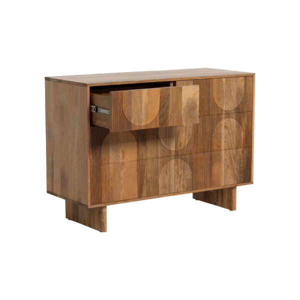 Ritzha Zuberi Natural Teak Wood 6 Drawer Chest of Drawers