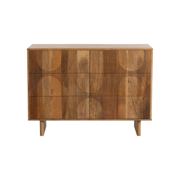 Ritzha Zuberi Natural Teak Wood 6 Drawer Chest of Drawers