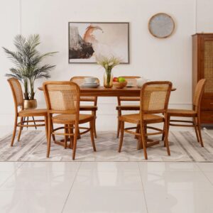 Ritzha Elegant Solid Wood 6-Seater Dining Set