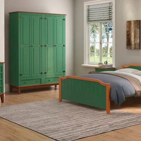 Rustic Wardrobe with 4 Doors and 2 Drawers