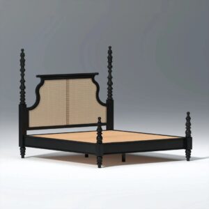 Ritzha Solid Rattan Wooden Bed