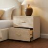 Ritzha Renata Travertine-Textured Nightstand Bedside