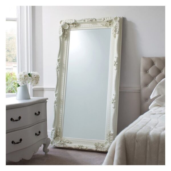 Ritzha Carved Leaner Mirror Cream Louis Frame