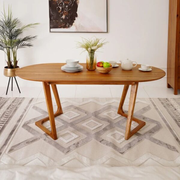 Ritzha Elegant Solid Wood 6-Seater Dining Set