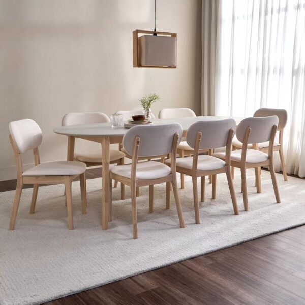 Ritzha Oldham 8-Seater Wooden Top Dining Set