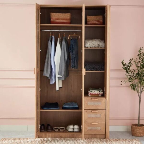 Java 3-Door Wardrobe with 3 Drawers and Mirror