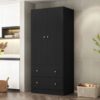 Ritzha Black 2 Door Wardrobe
