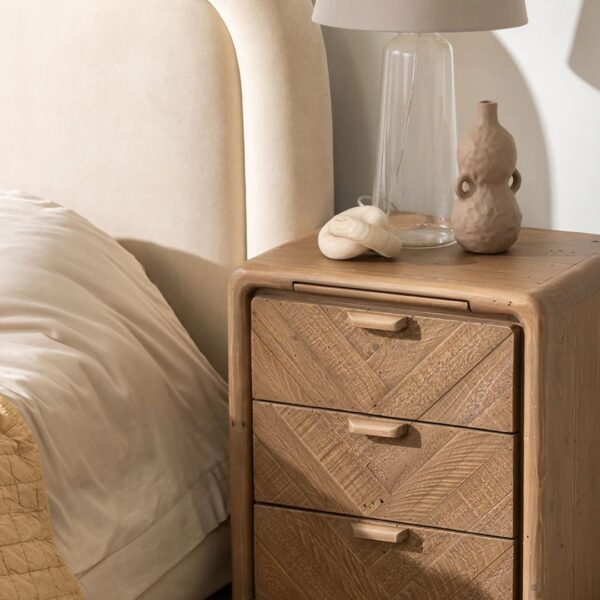 Ritzha Reclaimed 3 Drawer Wide Bedside