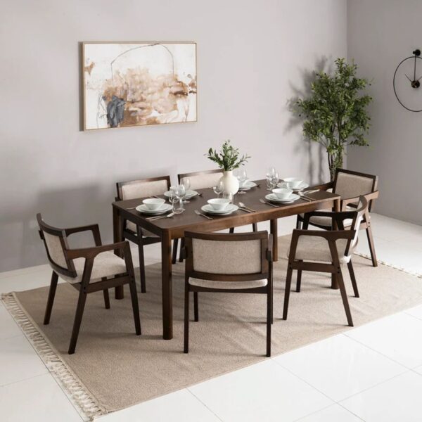 Untitled design Ritzha Solid Wood 6-Seater Dining Set – Brown