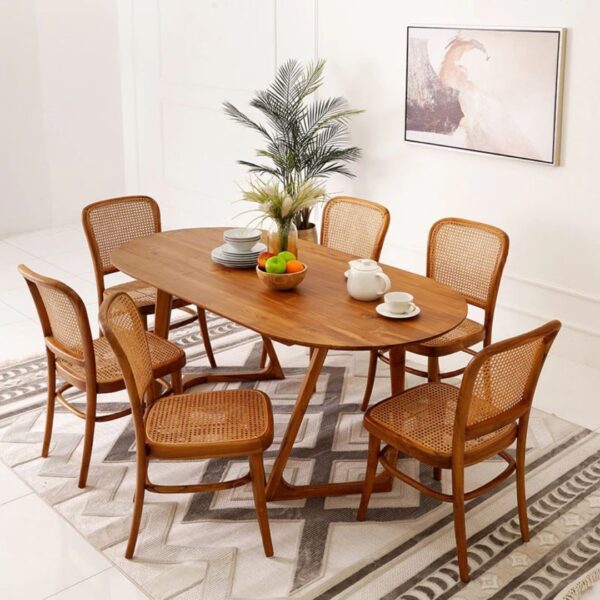 Ritzha Elegant Solid Wood 6-Seater Dining Set